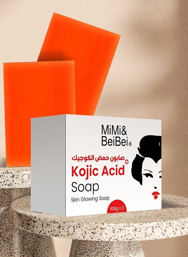 2Pcs Kojic Acid Soap for Face And Body Moisturizing Hydrating Nourishing Facial Soap for Even Skin Tone And Smooth Skin Reduce Dark Spots Face Cleansing Kojic Acid Facial Soap 2 x 100g